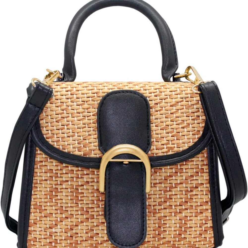 Retro Straw Woven Handbag Womens Small Cross Body Bag Shoulder Messenger Satchel